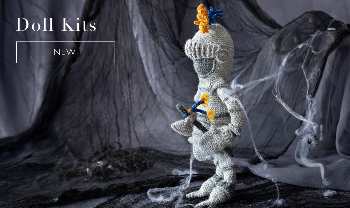 Doll kits haunted suit of armour crochet pattern halloween toft